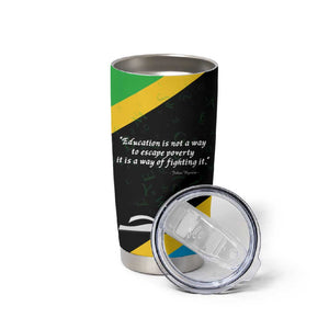 Julius Nyerere Tumbler Cup Education is a Way of Fighting Poverty Quote and Tanzanian Flag Alphabet - African Pride