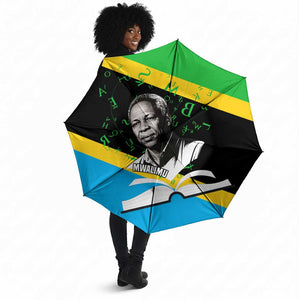 Julius Nyerere Umbrella Education is a Way of Fighting Poverty Quote and Tanzanian Flag Alphabet - African Pride
