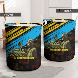 Julius Nyerere Laundry Basket Ujamaa African Socialism Text and Bold Striped Pattern - African Pride