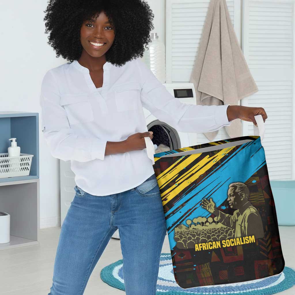 Julius Nyerere Laundry Basket Ujamaa African Socialism Text and Bold Striped Pattern - African Pride