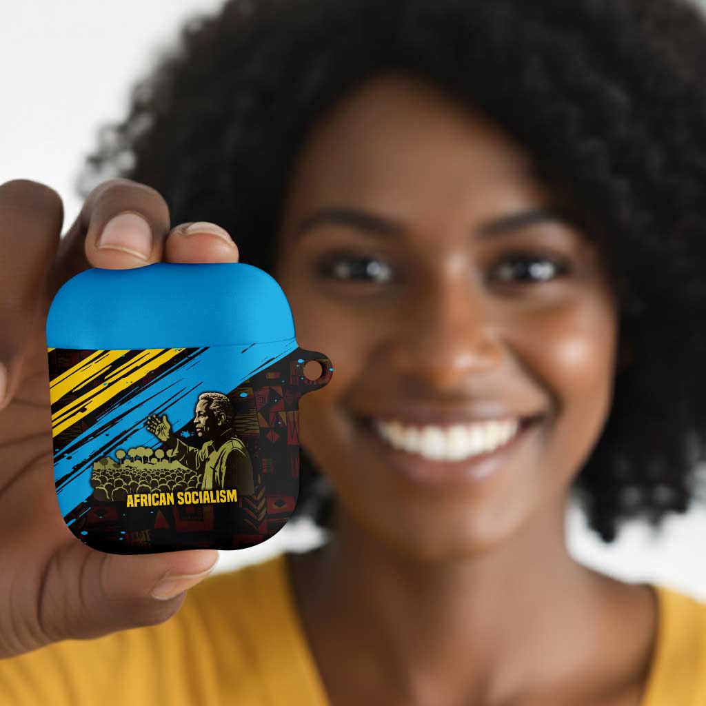 Julius Nyerere AirPods Case Ujamaa African Socialism Text and Bold Striped Pattern - African Pride