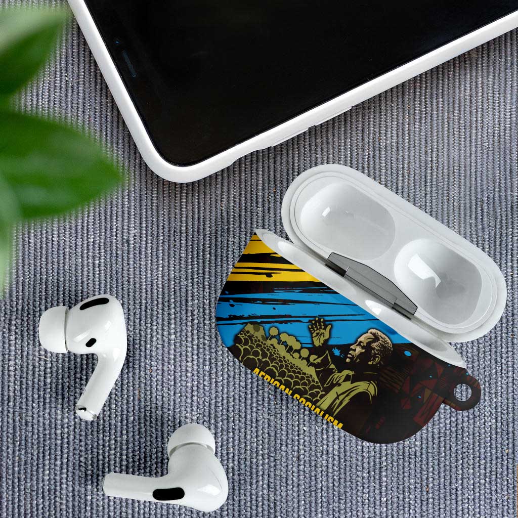Julius Nyerere AirPods Case Ujamaa African Socialism Text and Bold Striped Pattern - African Pride