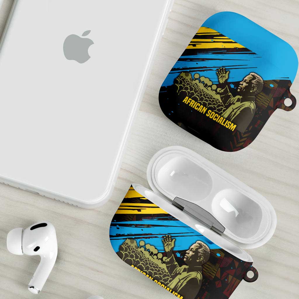 Julius Nyerere AirPods Case Ujamaa African Socialism Text and Bold Striped Pattern - African Pride