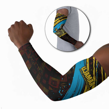 Julius Nyerere Arm Sleeves Ujamaa African Socialism Text and Bold Striped Pattern - African Pride