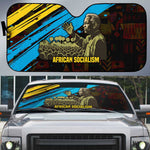 Julius Nyerere Auto Sun Shade Ujamaa African Socialism Text and Bold Striped Pattern - African Pride