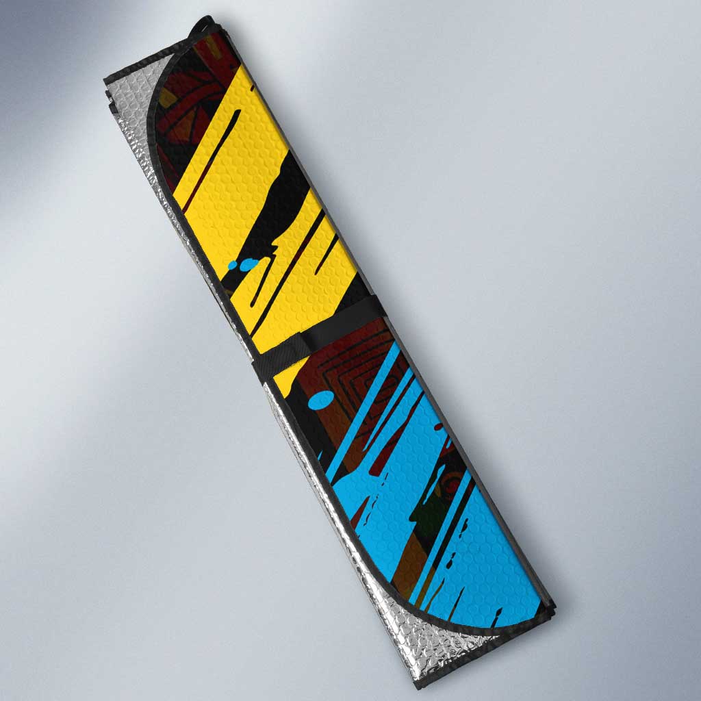 Julius Nyerere Auto Sun Shade Ujamaa African Socialism Text and Bold Striped Pattern - African Pride