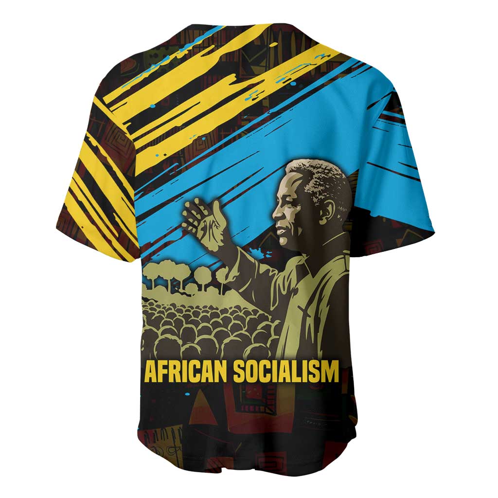 Julius Nyerere Baseball Jersey Ujamaa African Socialism Text and Bold Striped Pattern - African Pride