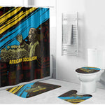 Julius Nyerere Bathroom Set Ujamaa African Socialism Text and Bold Striped Pattern - African Pride