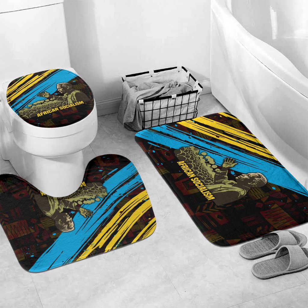 Julius Nyerere Bathroom Set Ujamaa African Socialism Text and Bold Striped Pattern - African Pride