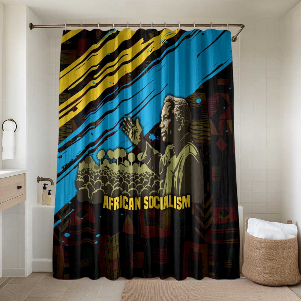 Julius Nyerere Bathroom Set Ujamaa African Socialism Text and Bold Striped Pattern - African Pride
