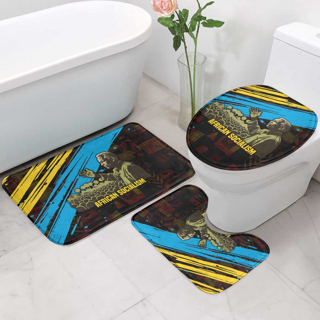 Julius Nyerere Bathroom Set Ujamaa African Socialism Text and Bold Striped Pattern - African Pride