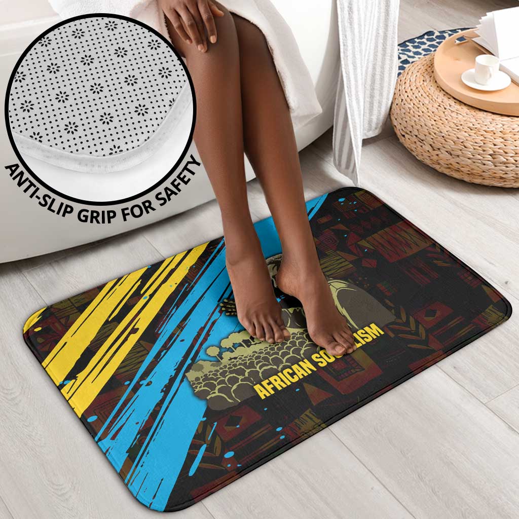 Julius Nyerere Bathroom Set Ujamaa African Socialism Text and Bold Striped Pattern - African Pride