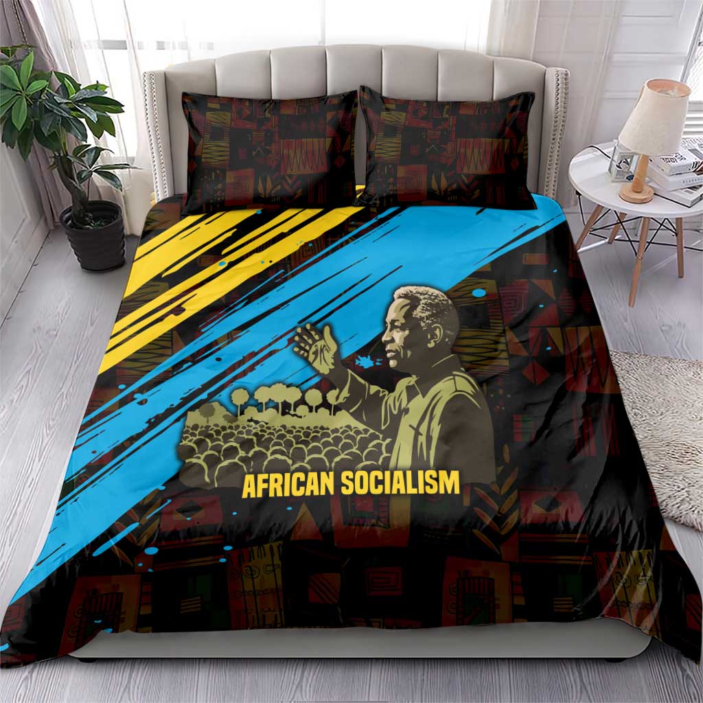Julius Nyerere Bedding Set Ujamaa African Socialism Text and Bold Striped Pattern - African Pride