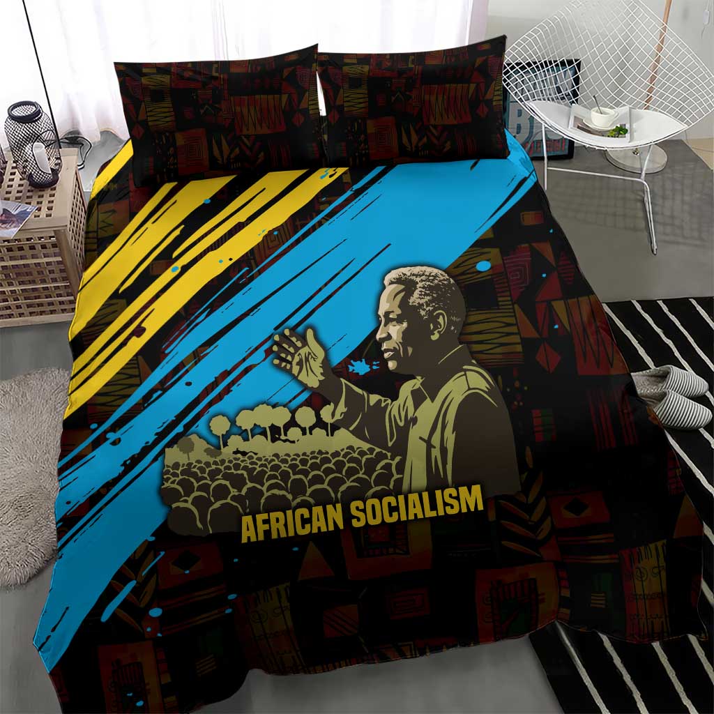 Julius Nyerere Bedding Set Ujamaa African Socialism Text and Bold Striped Pattern - African Pride