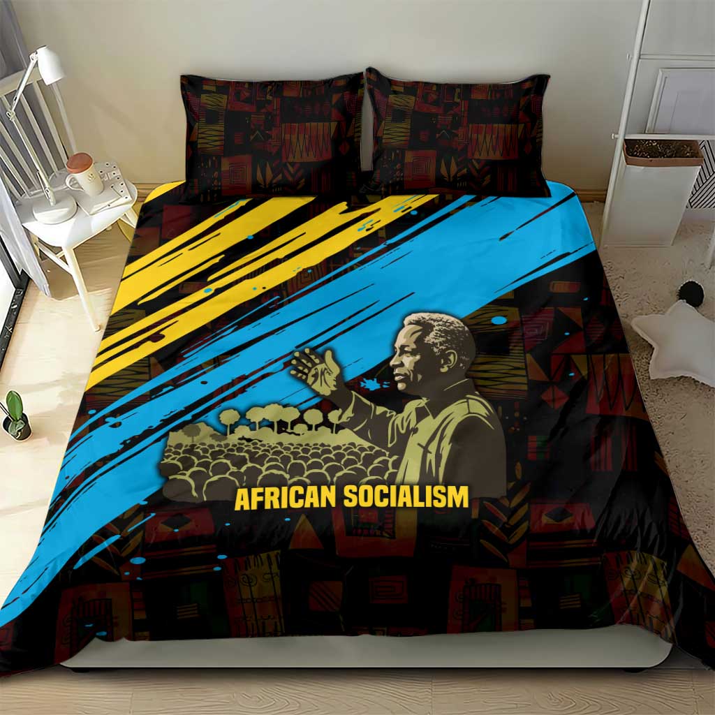 Julius Nyerere Bedding Set Ujamaa African Socialism Text and Bold Striped Pattern - African Pride