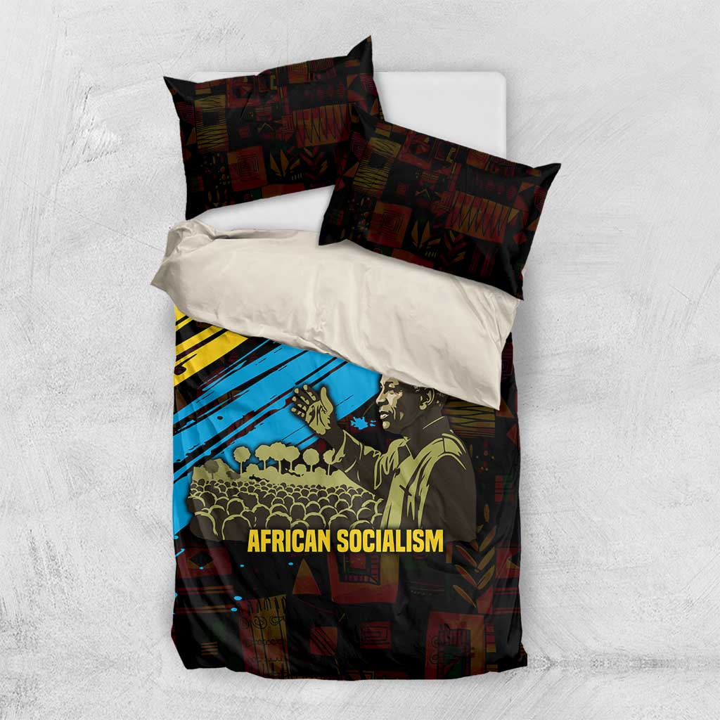 Julius Nyerere Bedding Set Ujamaa African Socialism Text and Bold Striped Pattern - African Pride