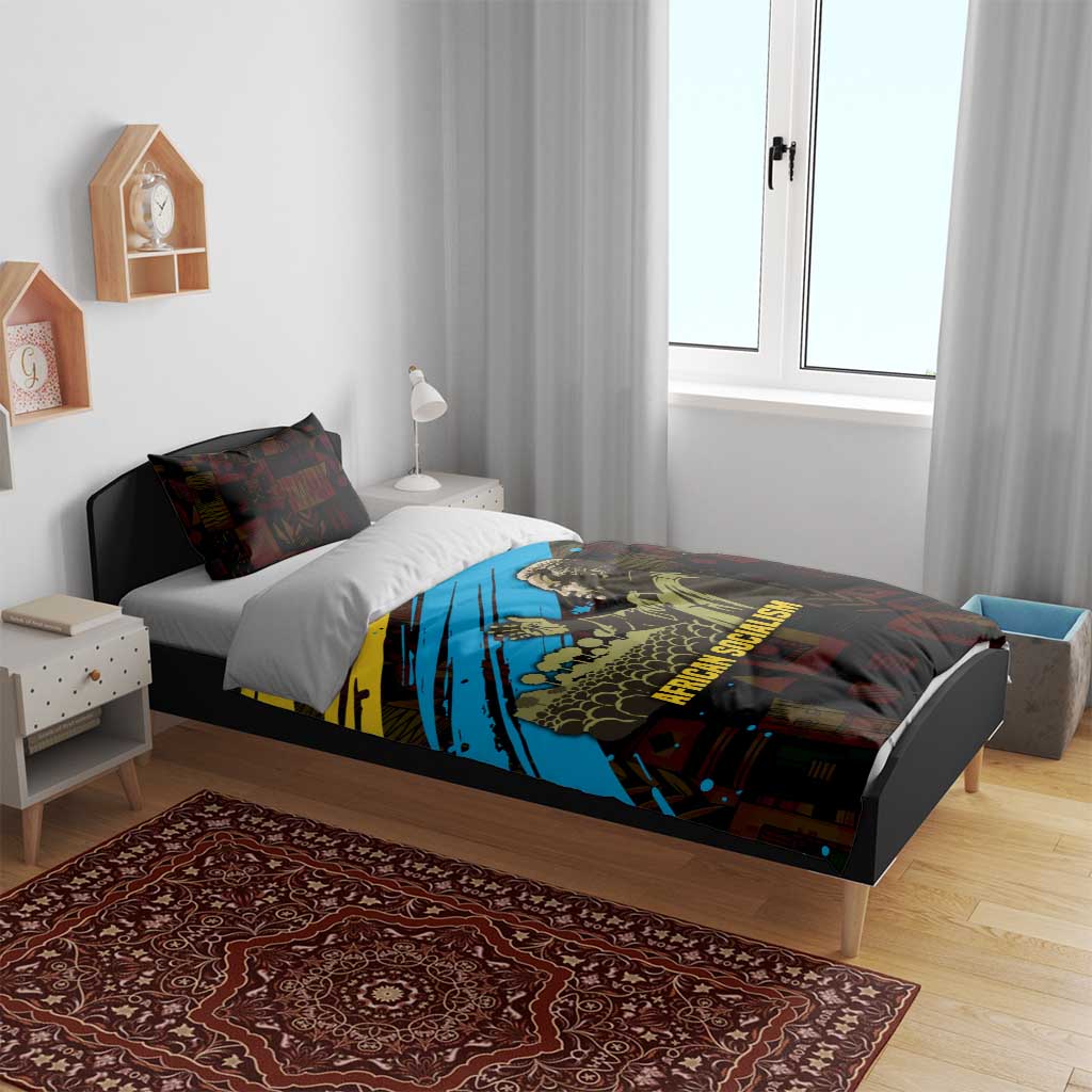 Julius Nyerere Bedding Set Ujamaa African Socialism Text and Bold Striped Pattern - African Pride