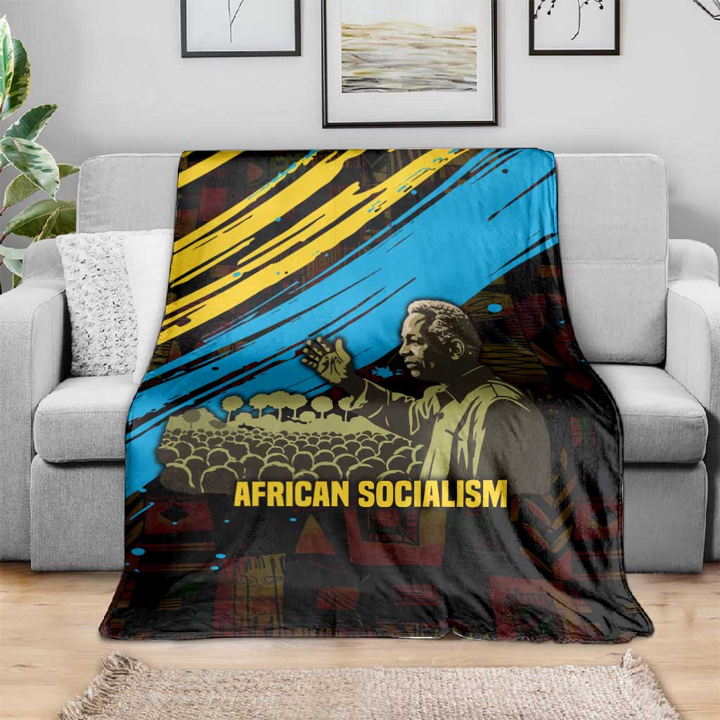 Julius Nyerere Blanket Ujamaa African Socialism Text and Bold Striped Pattern - African Pride