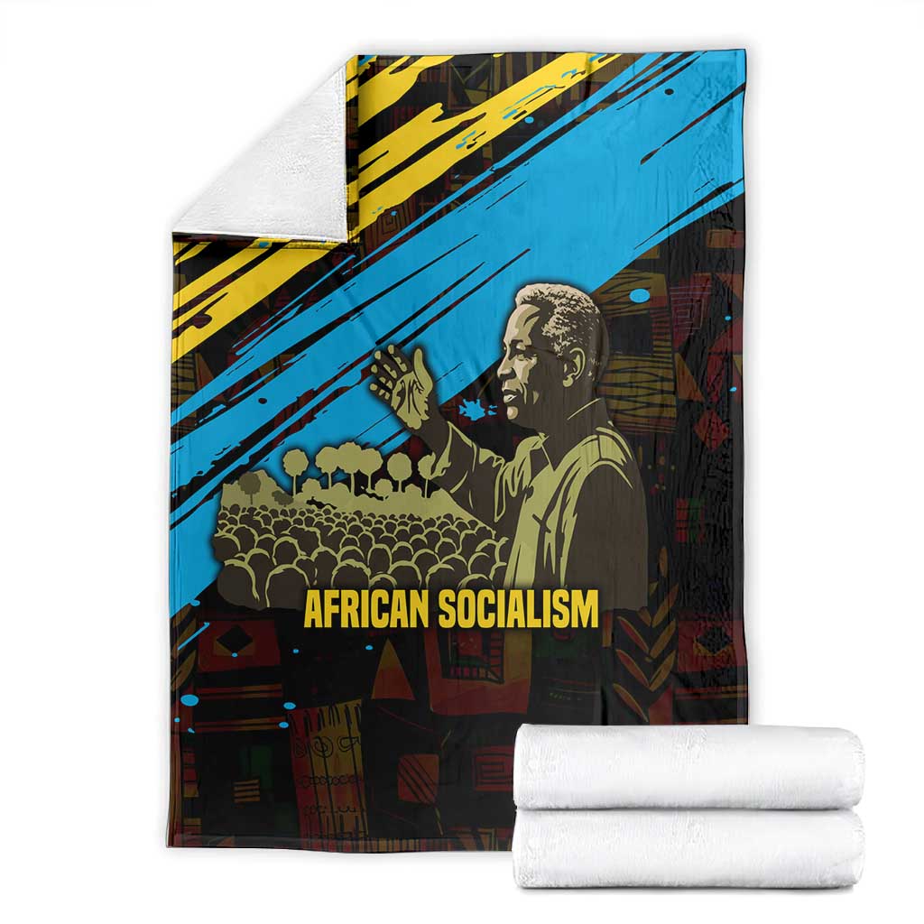 Julius Nyerere Blanket Ujamaa African Socialism Text and Bold Striped Pattern - African Pride