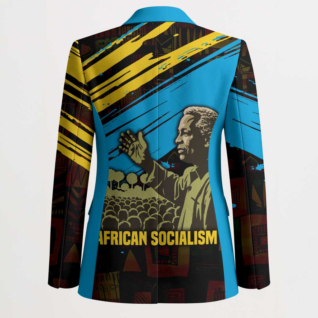 Julius Nyerere Blazer Ujamaa African Socialism Text and Bold Striped Pattern - African Pride