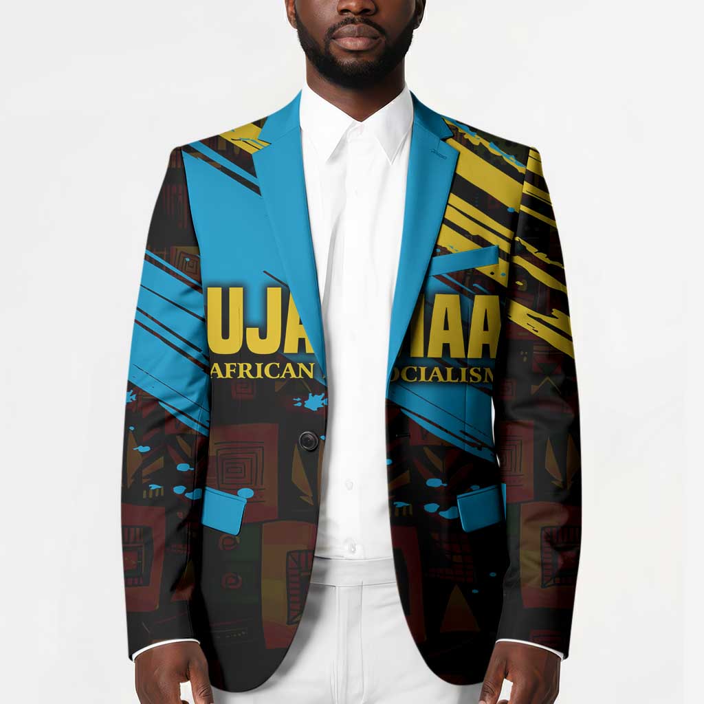 Julius Nyerere Blazer Ujamaa African Socialism Text and Bold Striped Pattern - African Pride