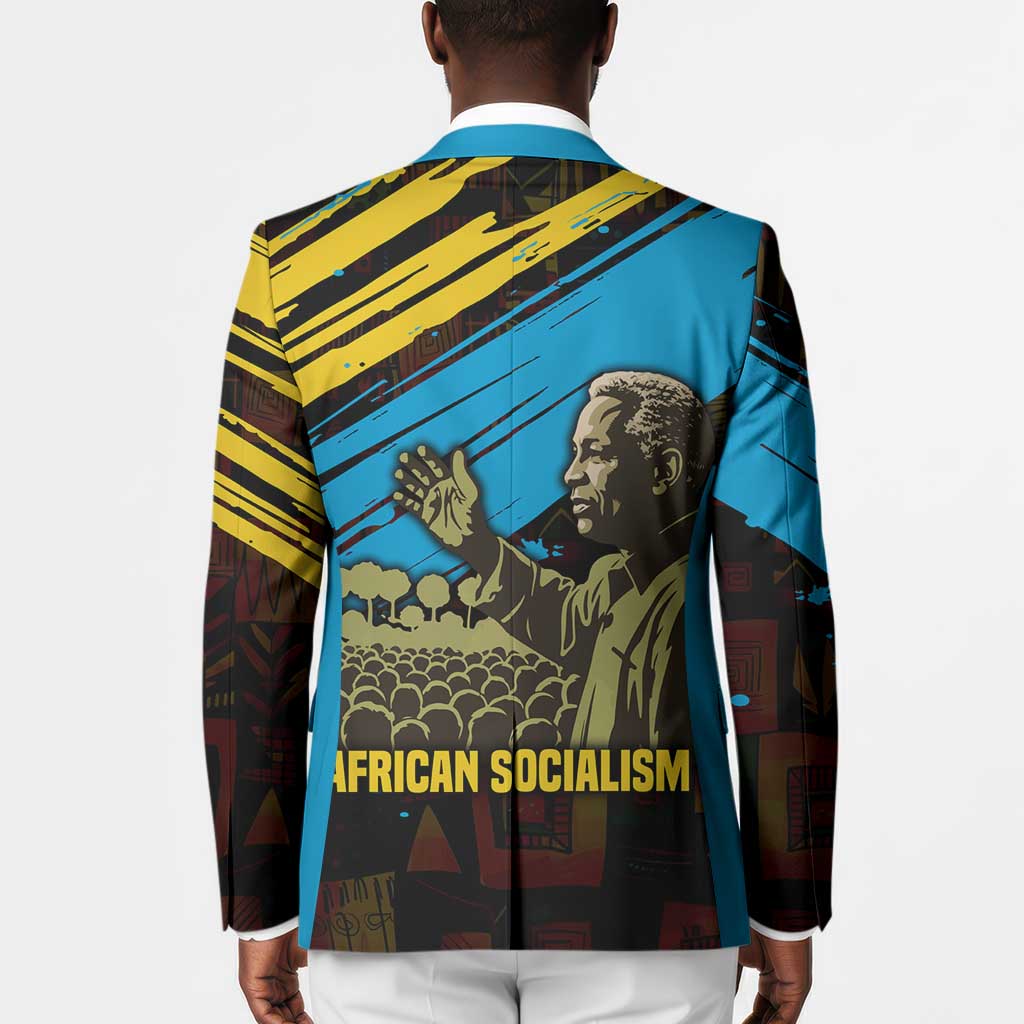 Julius Nyerere Blazer Ujamaa African Socialism Text and Bold Striped Pattern - African Pride