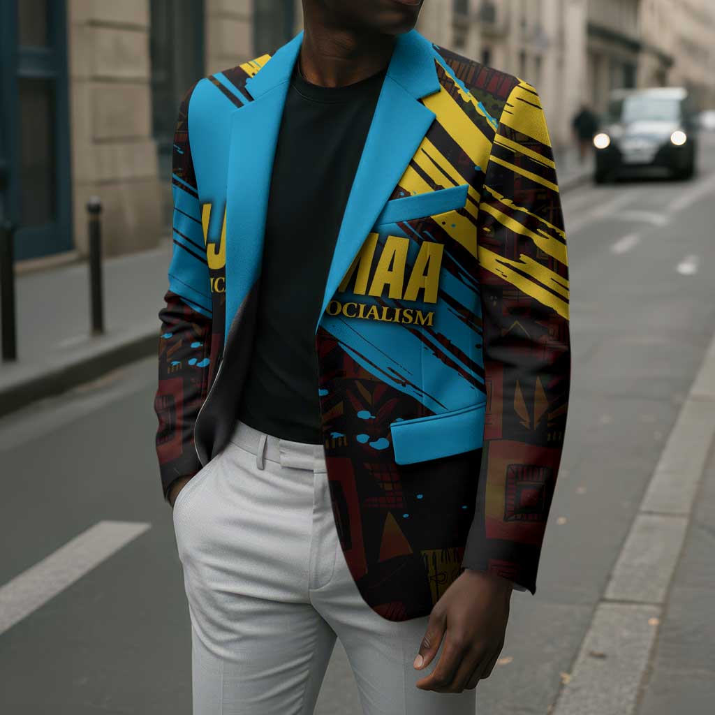 Julius Nyerere Blazer Ujamaa African Socialism Text and Bold Striped Pattern - African Pride