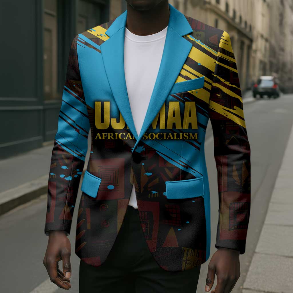 Julius Nyerere Blazer Ujamaa African Socialism Text and Bold Striped Pattern - African Pride