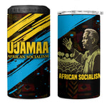 Julius Nyerere 4 in 1 Can Cooler Tumbler Ujamaa African Socialism Text and Bold Striped Pattern - African Pride