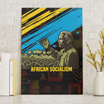 Julius Nyerere Canvas Wall Art Ujamaa African Socialism Text and Bold Striped Pattern - African Pride