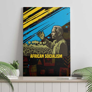 Julius Nyerere Canvas Wall Art Ujamaa African Socialism Text and Bold Striped Pattern - African Pride