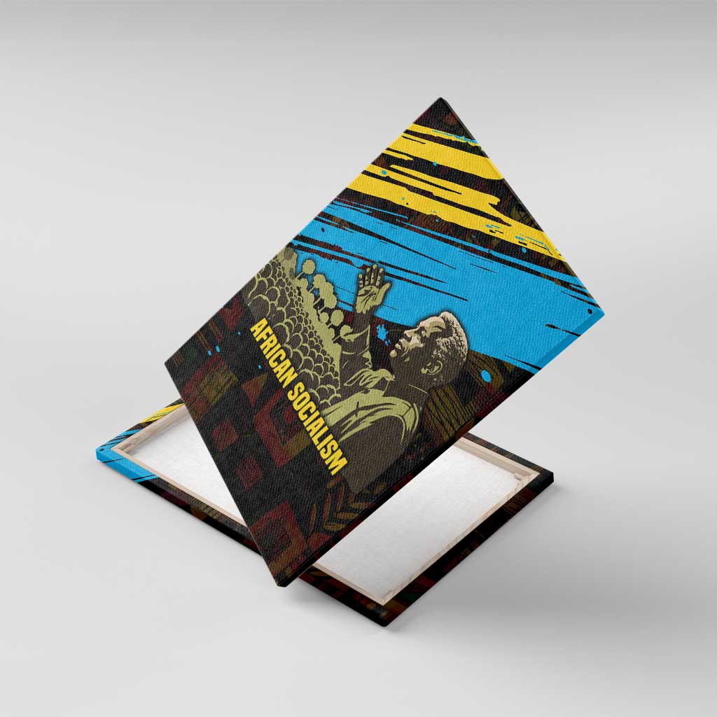 Julius Nyerere Canvas Wall Art Ujamaa African Socialism Text and Bold Striped Pattern - African Pride