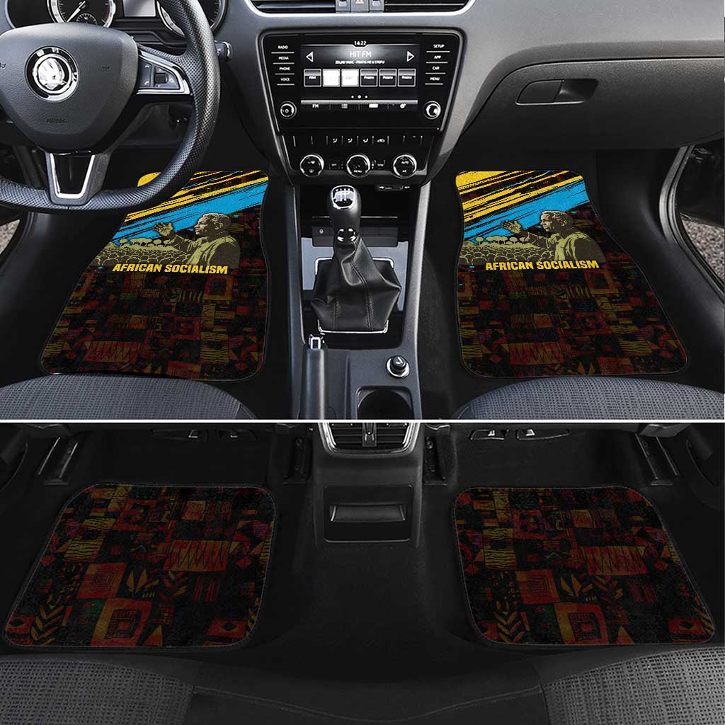 Julius Nyerere Car Mats Ujamaa African Socialism Text and Bold Striped Pattern - African Pride