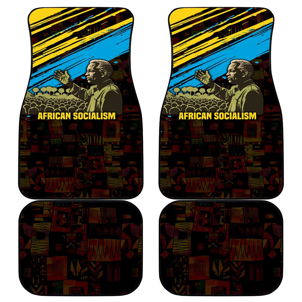 Julius Nyerere Car Mats Ujamaa African Socialism Text and Bold Striped Pattern - African Pride