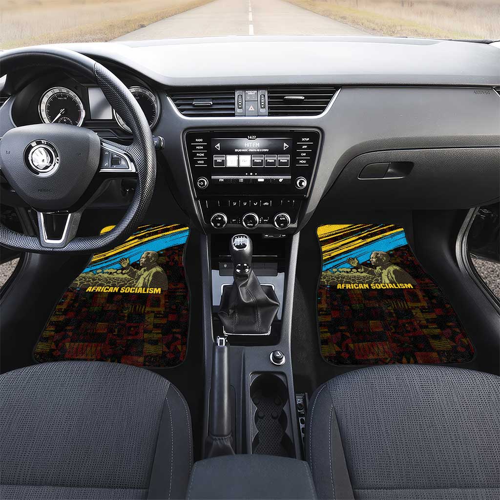 Julius Nyerere Car Mats Ujamaa African Socialism Text and Bold Striped Pattern - African Pride