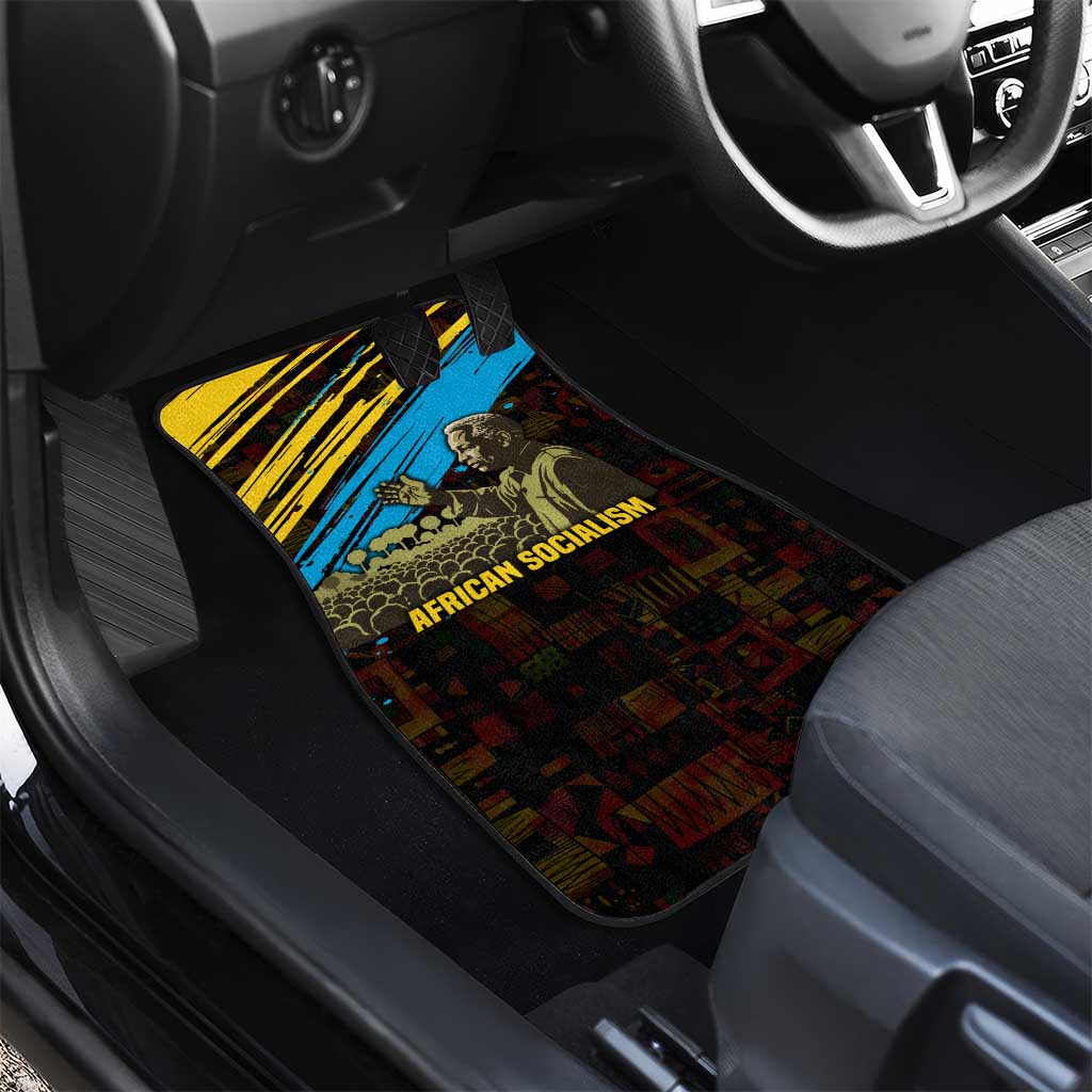 Julius Nyerere Car Mats Ujamaa African Socialism Text and Bold Striped Pattern - African Pride