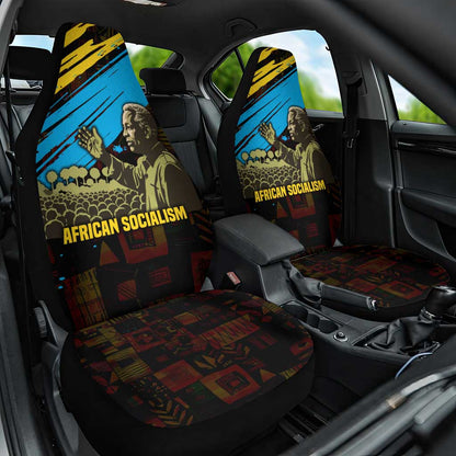 Julius Nyerere Car Seat Cover Ujamaa African Socialism Text and Bold Striped Pattern - African Pride