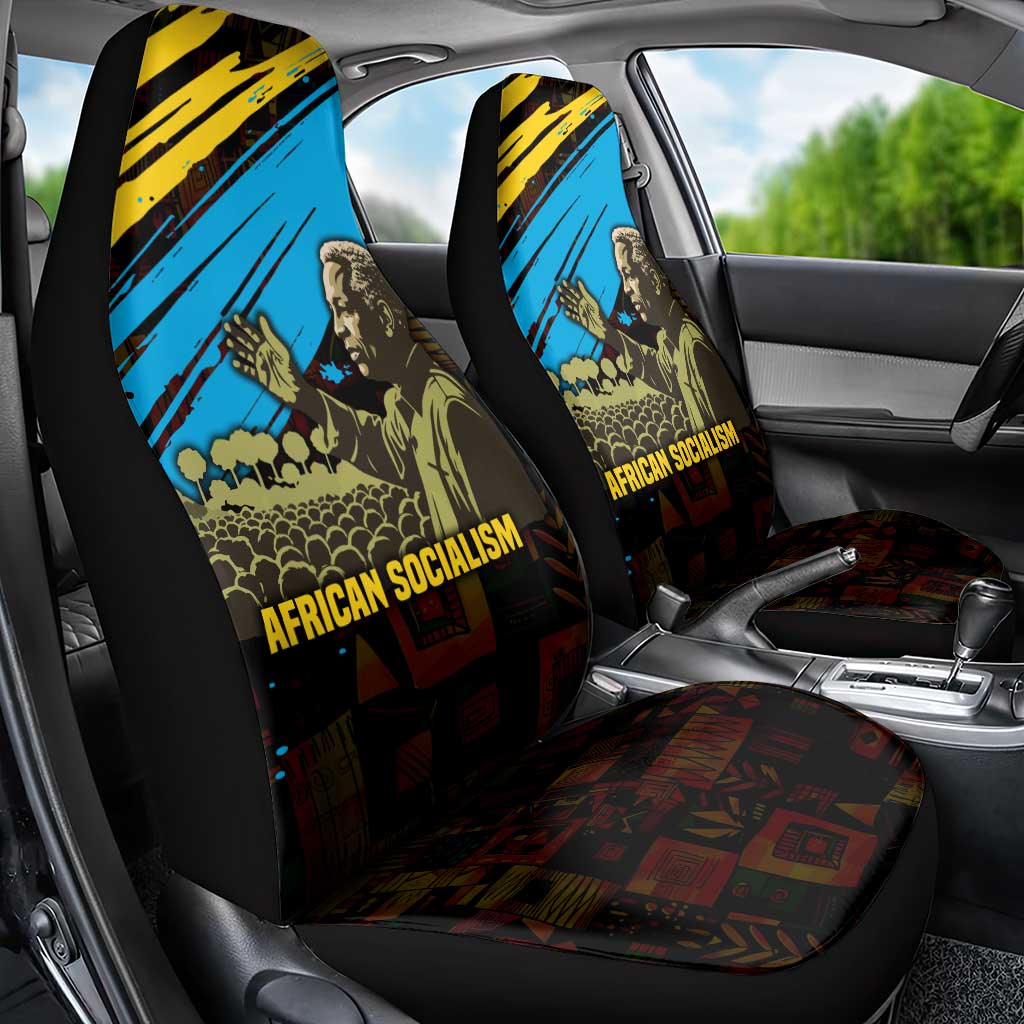 Julius Nyerere Car Seat Cover Ujamaa African Socialism Text and Bold Striped Pattern - African Pride