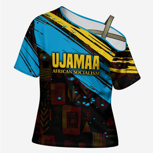 Julius Nyerere Cross Shoulder Shirt Ujamaa African Socialism Text and Bold Striped Pattern - African Pride