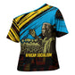 Julius Nyerere Cross Shoulder Shirt Ujamaa African Socialism Text and Bold Striped Pattern - African Pride