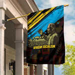 Julius Nyerere Garden Flag Ujamaa African Socialism Text and Bold Striped Pattern - African Pride