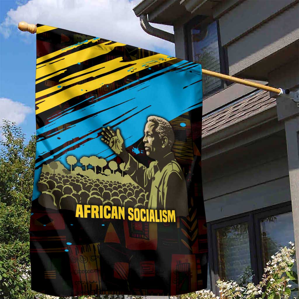 Julius Nyerere Garden Flag Ujamaa African Socialism Text and Bold Striped Pattern - African Pride