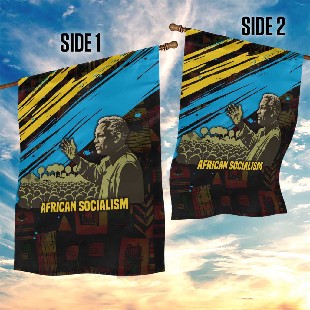Julius Nyerere Garden Flag Ujamaa African Socialism Text and Bold Striped Pattern - African Pride