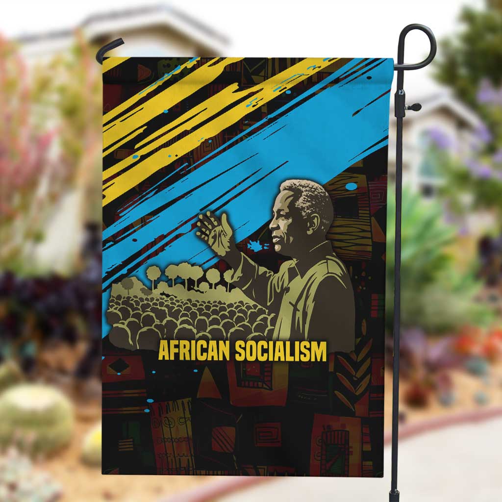Julius Nyerere Garden Flag Ujamaa African Socialism Text and Bold Striped Pattern - African Pride