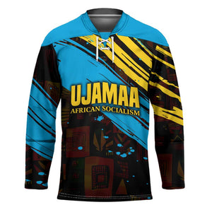 Julius Nyerere Hockey Jersey Ujamaa African Socialism Text and Bold Striped Pattern - African Pride