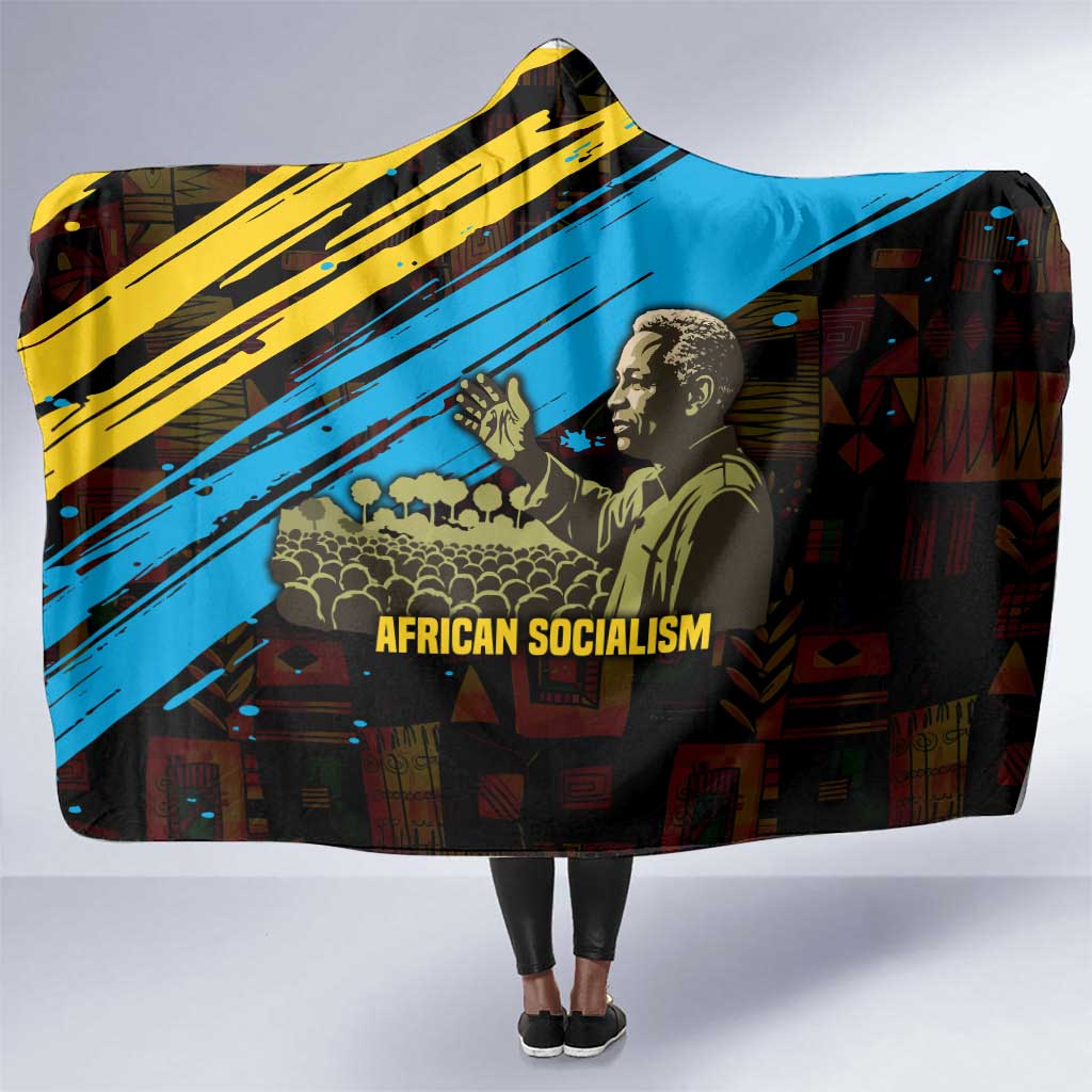 Julius Nyerere Hooded Blanket Ujamaa African Socialism Text and Bold Striped Pattern - African Pride