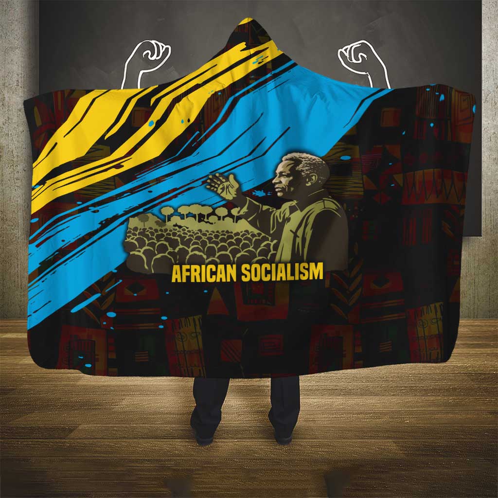 Julius Nyerere Hooded Blanket Ujamaa African Socialism Text and Bold Striped Pattern - African Pride