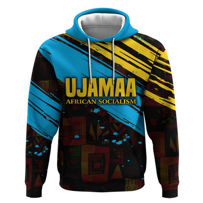 Julius Nyerere Hoodie Ujamaa African Socialism Text and Bold Striped Pattern - African Pride