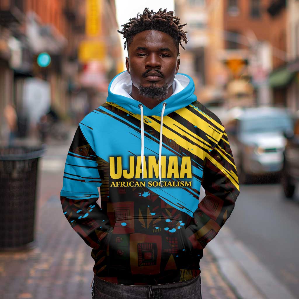 Julius Nyerere Hoodie Ujamaa African Socialism Text and Bold Striped Pattern - African Pride