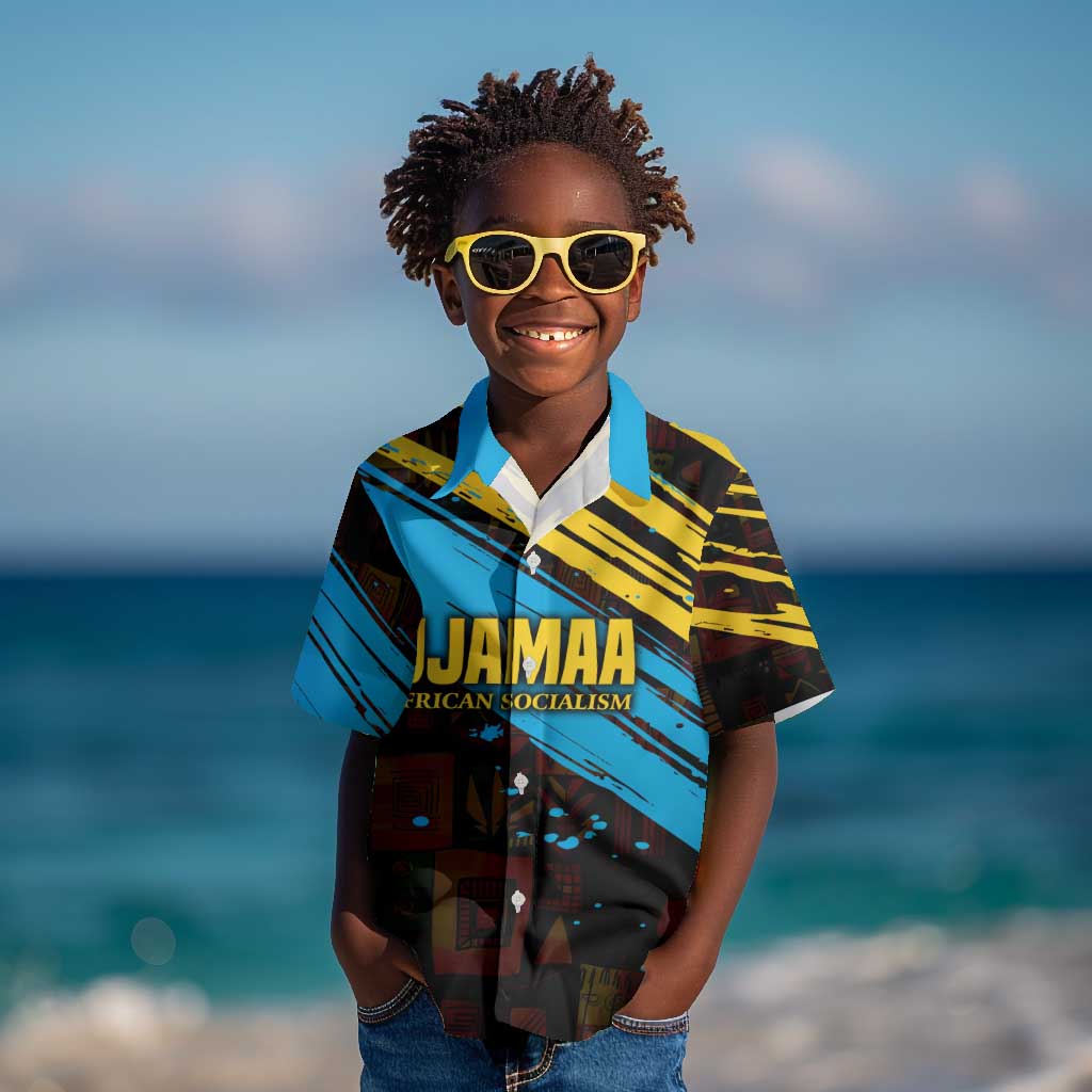 Julius Nyerere Kid Hawaiian Shirt Ujamaa African Socialism Text and Bold Striped Pattern - African Pride